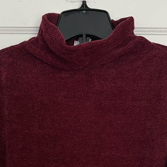 Gaze Mock Turtle Neck Cozy Maroon Wine chenille Sweater. Size Large - Picture 6 of 8